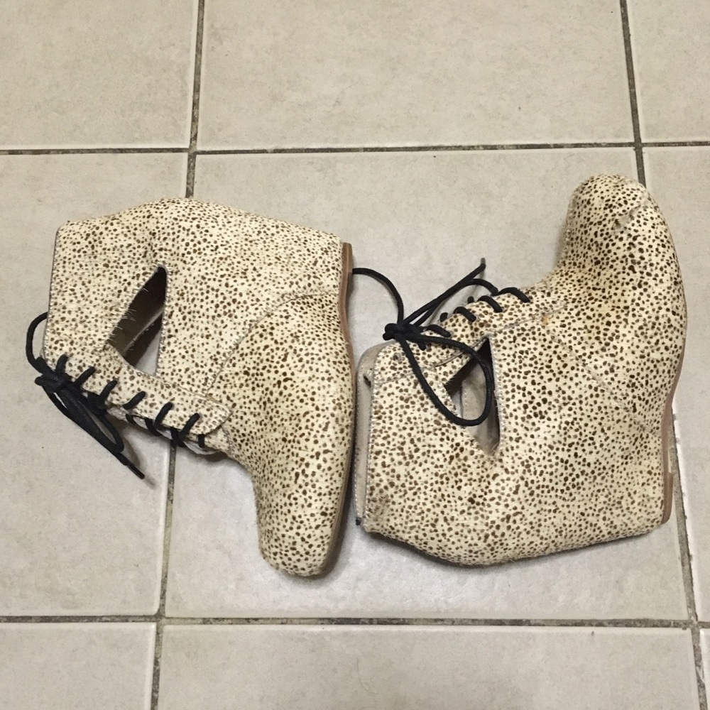 Fur wedge boots lace up boots